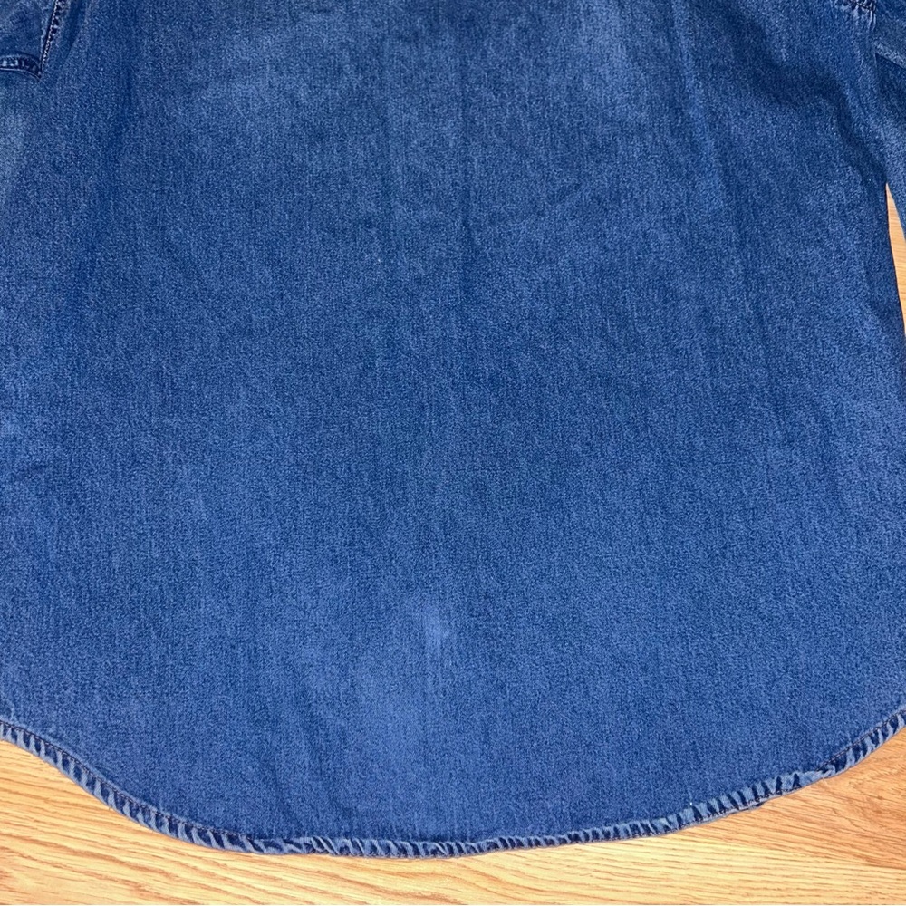 Vintage Carhartt Denim Shirt Men’s 17 1/2 x 35 Pearl Snap Distressed S02 - Picture 7 of 10